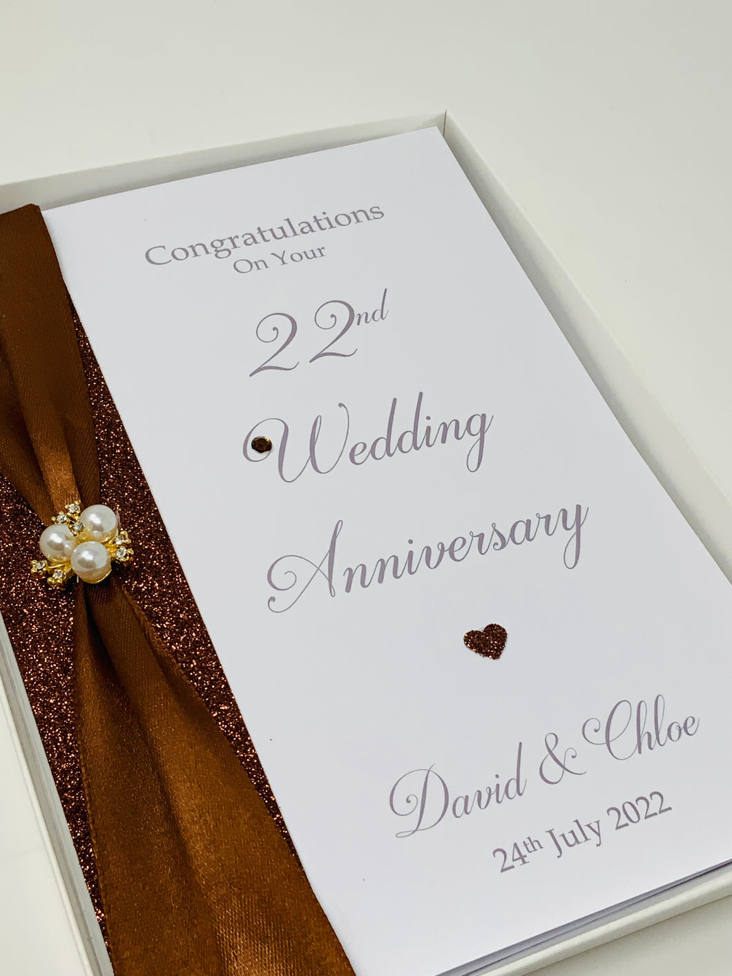 22nd Wedding Anniversary Card - Copper 22 Year Twenty Second Anniversary Luxury Greeting Card, Personalised