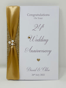 24th Wedding Anniversary Card - Opal 24 Year Twenty Fourth Anniversary Luxury Greeting Card, Personalised