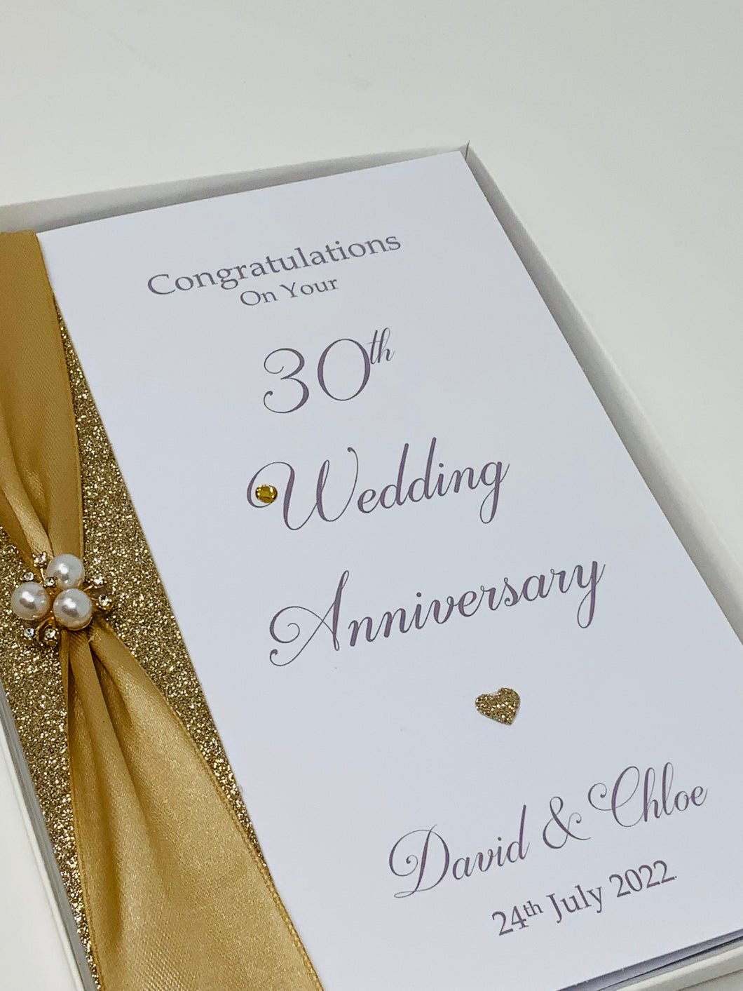30th Wedding Anniversary Card - Pearl 30 Year Thirtieth Anniversary Luxury Greeting Card, Personalised