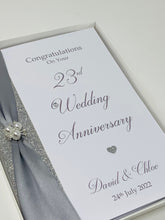 Load image into Gallery viewer, 23rd Wedding Anniversary Card - Silver Plate 23 Year Twenty Third Anniversary Luxury Greeting Card, Personalised
