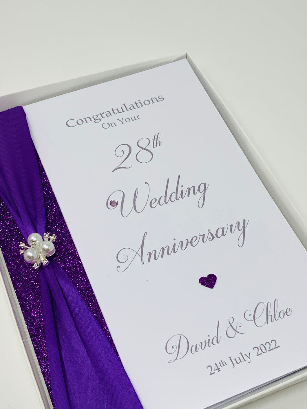 28th Wedding Anniversary Card - Orchid 28 Year Twenty Eighth Anniversary Luxury Greeting Card, Personalised