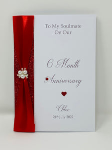 6 Month Anniversary Card - Wedding Anniversary Luxury Greeting Card, Personalised