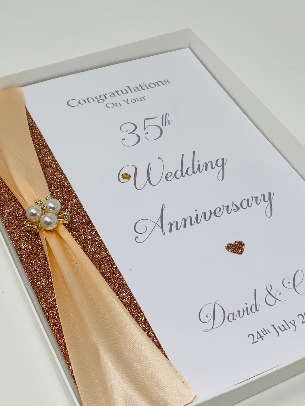 35th Wedding Anniversary Card - Coral 35 Year Thirty Fifth Anniversary Luxury Greeting Card, Personalised