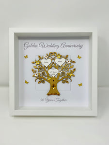50th Golden 50 Years Wedding Anniversary Frame - Message Metallic