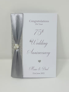 75th Wedding Anniversary Card - Diamond 75 Year Seventy Fifth Anniversary Luxury Greeting Card Personalised