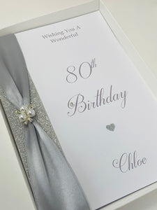 80th Birthday Card - Personalised Luxury Greeting Card