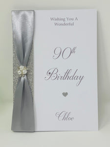 90th Birthday Card - Personalised Luxury Greeting Card