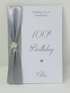 100th Birthday Card - Personalised Luxury Greeting Card