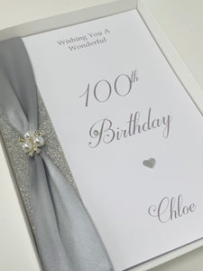 100th Birthday Card - Personalised Luxury Greeting Card