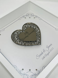 8th Bronze 8 Years Wedding Anniversary Frame - Intricate Mirror Heart