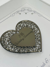 Load image into Gallery viewer, 8th Bronze 8 Years Wedding Anniversary Frame - Intricate Mirror Heart
