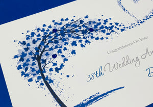 38th Wedding Anniversary Card - Tourmaline 38 Year Thirty Eighth Anniversary Luxury Greeting Card Personalised - Sweeping Heart