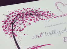 Load image into Gallery viewer, 33rd Wedding Anniversary Card - Amethyst 33 Year Thirty Third Anniversary Luxury Greeting Card, Personalised - Sweeping Heart
