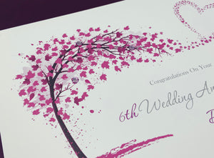 6th Anniversary Card - Iron 6 Year Sixth Wedding Anniversary Luxury Greeting Card, Personalised - Sweeping Heart