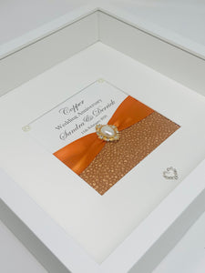 7th Copper 7 Years Wedding Anniversary Ribbon Frame - Pebble