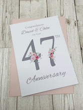 Load image into Gallery viewer, 47th Wedding Anniversary Card - Garden 47 Year Forty Seventh Anniversary Luxury Greeting Personalised - Floral Number
