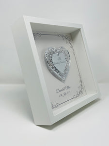 4th 4 Year Linen Wedding Anniversary Frame - Intricate Mirror Heart