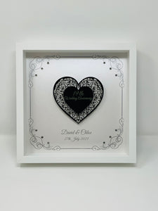 19th Bronze 19 Years Wedding Anniversary Frame - Intricate Mirror Heart