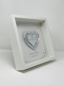 55th Emerald 55 Years Wedding Anniversary Frame - Intricate Mirror Heart