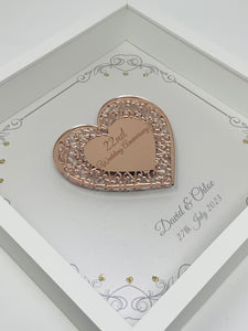 22nd Copper 22 Years Wedding Anniversary Frame - Intricate Mirror Heart