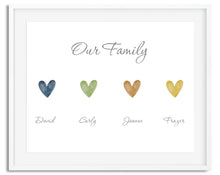 Load image into Gallery viewer, Rainbow Heart Family Watercolour Print
