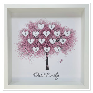 Pink Blossom Family Tree Printed Frame