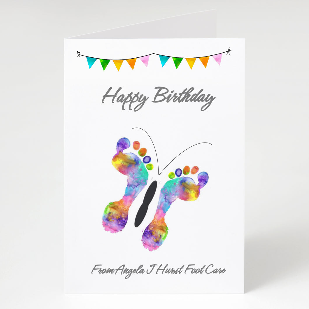 Personalised Business Birthday Cards - Butterfly Feet