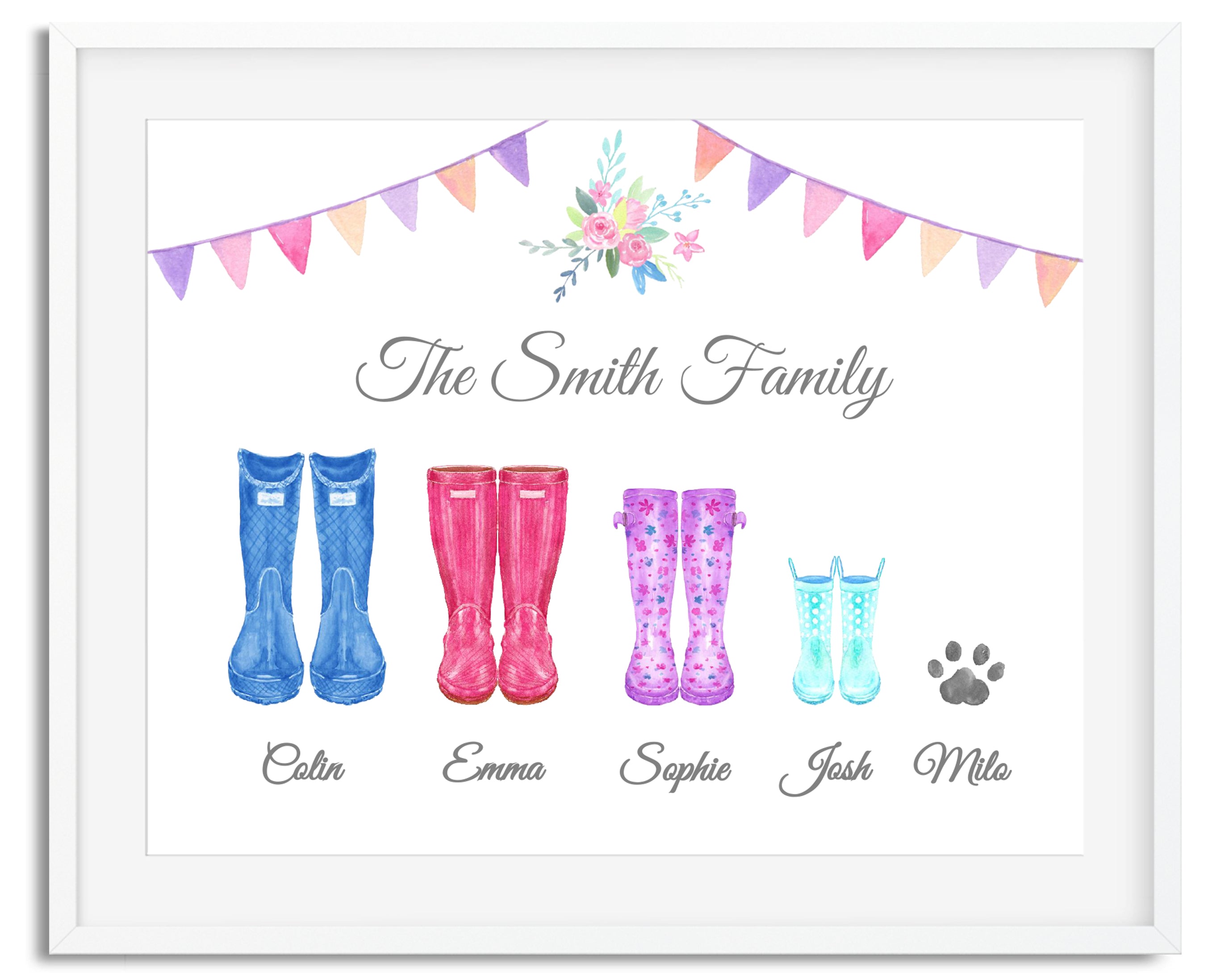 Wellington Boots Family Watercolour Print Design – Butterfly